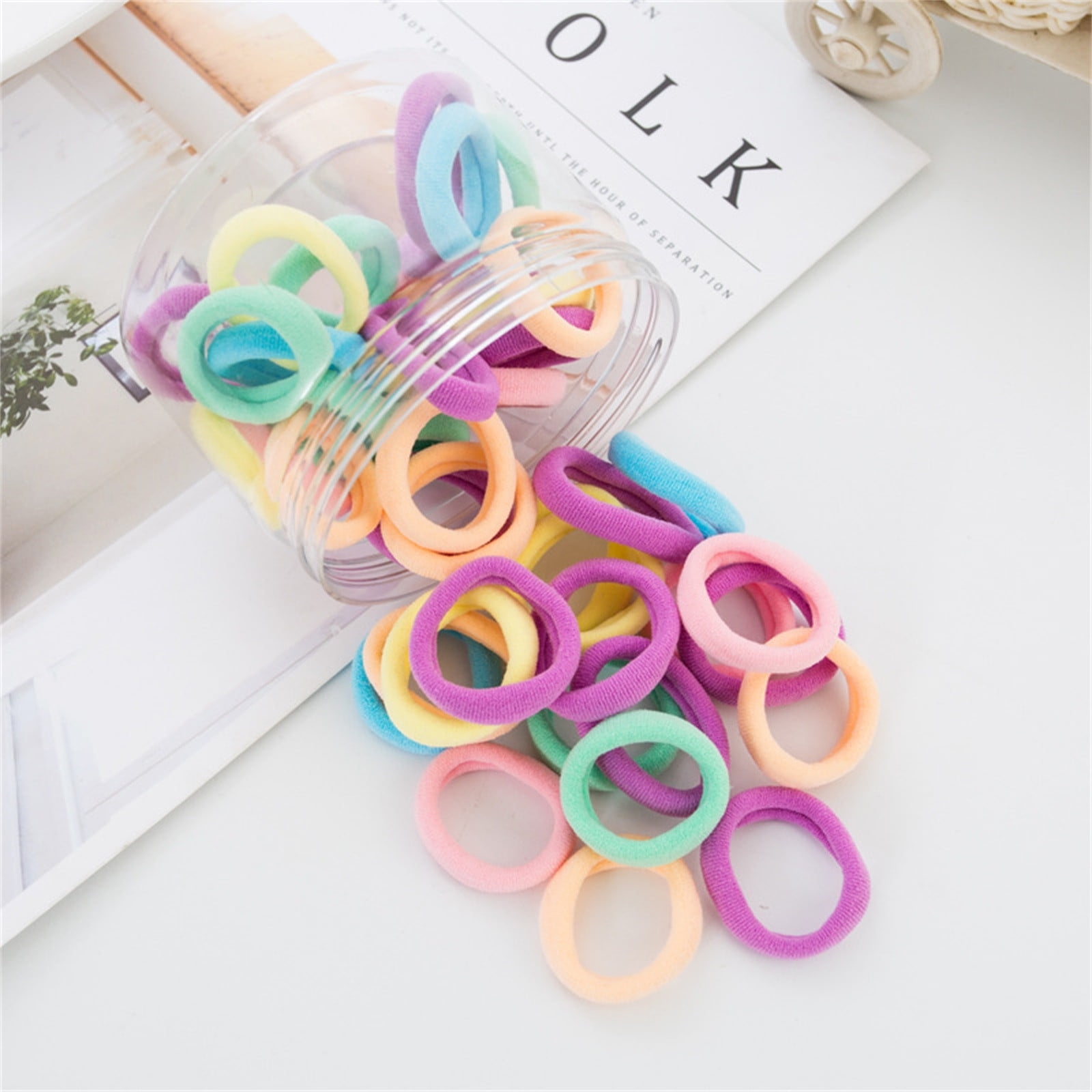 Hair Ties No Breakage Rubber Hair Tie Elastic Bracelet Clips for Bows Making Hair Elastics for Toddler Girls Fuzzy Hair Ties for Girls One Handed Hair Bands Elastic Ponytail Scrunchies Patterned No