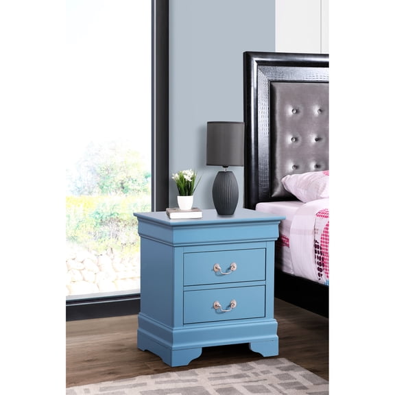 Teal - hued Compact Nightstand - No Assembly Needed - Bedroom Decorative Setup - Sturdy and Spacious
