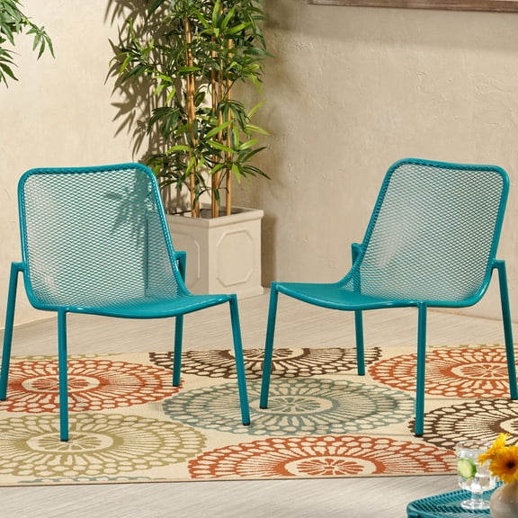 Teal powder-coated iron stackable chairs / Great for outdoor events, simple to put together