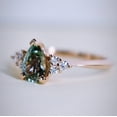thumbnail image 1 of Teal sapphire ring wedding ring green round cut gemstone ring sterling silver ring, 1 of 2