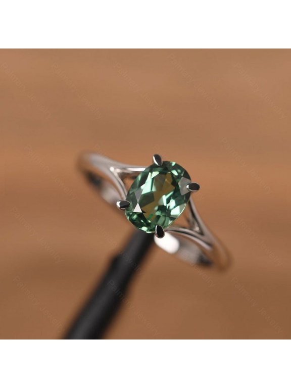 Teal sapphire ring wedding ring green round cut gemstone ring sterling silver ring