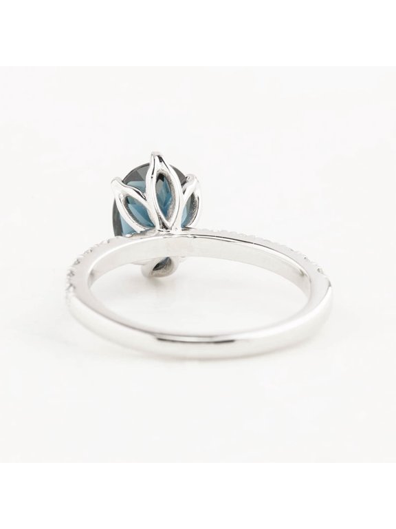 Teal sapphire ring wedding ring green round cut gemstone ring sterling silver ring