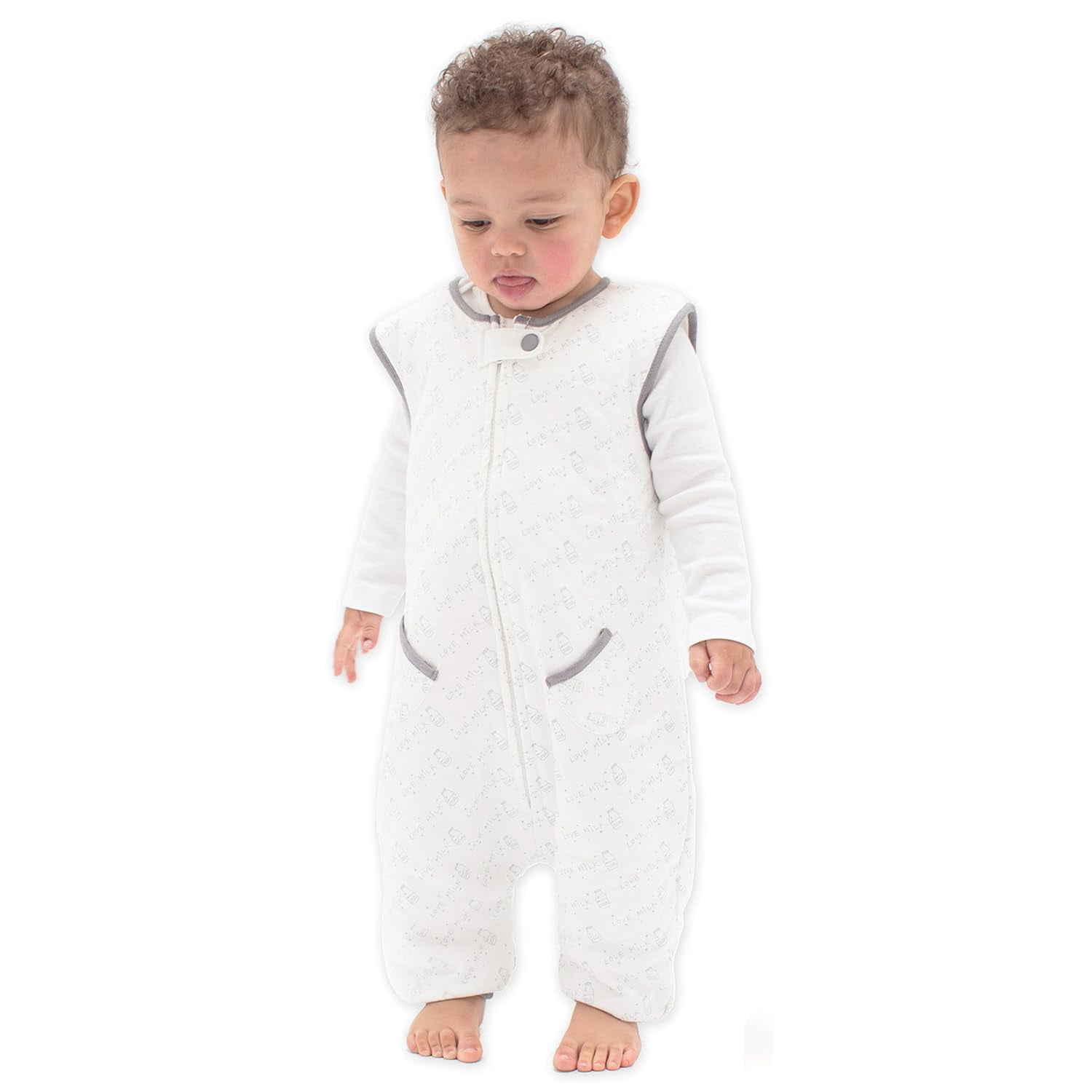 Tealbee Dreamsuit - Bamboo Sleep Sack with Legs - (1.2 Tog) Love Milk 12m-2t