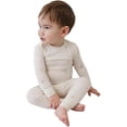 thumbnail image 1 of Tealbee Toddler Pajamas 2 Piece Set 12M–4T – Snug Fit Long Sleeve TENCEL Modal, No Itch Seams, Soft Kids PJs - 3T-4T - Seashell, 1 of 1