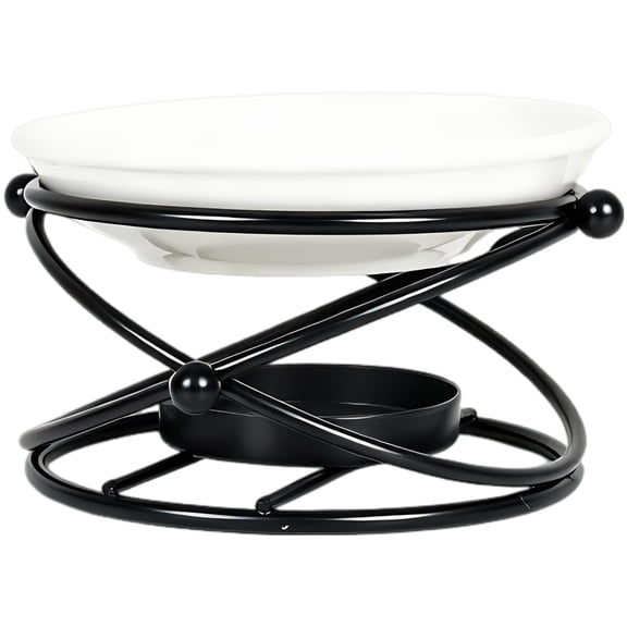 Tealight Candle Holder, Iron Scrollwork Oil Tart Burner with Ceramic Dish, Aroma Diffuser Furnace for Essential Oils, Elegant Nordic Decorative Candle Holder for Home Office Living Room Bedroom