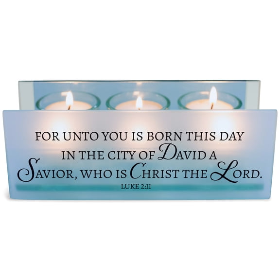 Elanze Designs Unto You Is Born Blue 7 x 2.5 Glass Mirrored Tea Light Holder