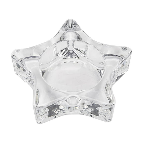 Tealight Star Shaped Chunky Glass Candle Holder for Wedding Party and Home Decor Candle Holder Clear Glass Candlestick Holders 3" Dia Candle Base for Party Dinner Wedding Lighting