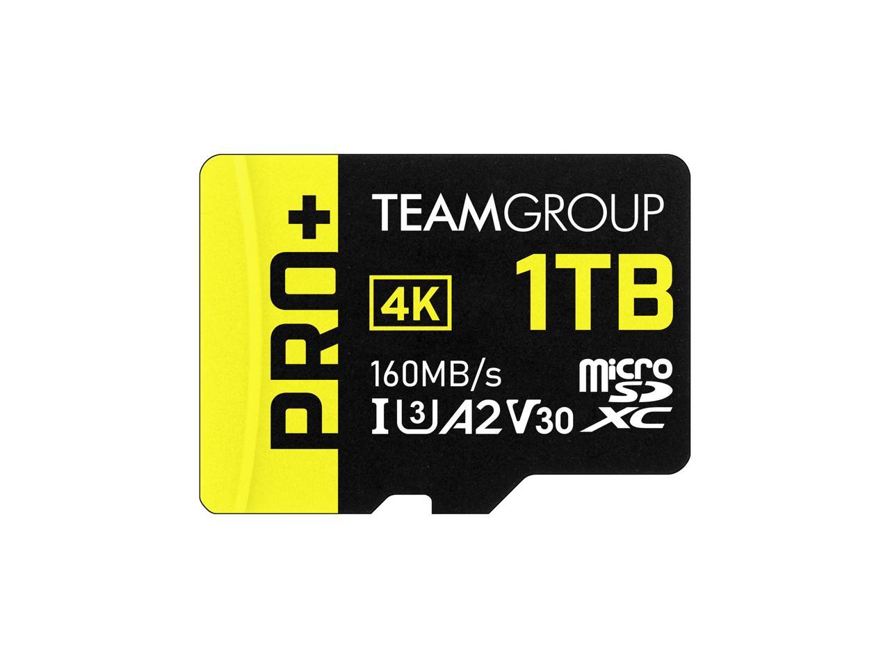 Team 1TB Pro+ microSDHC UHS-I/U3 Class 10 Memory Card with Adapter, Speed Up to 160MB/s (TPPMSDX1TIA2V3003) - image 1 of 4