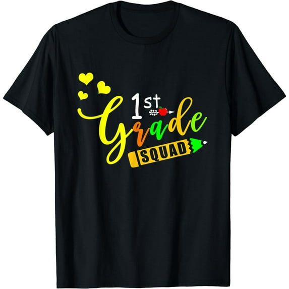 Team 1st First Grade Squad Teacher Back To School Funny T-Shirt Black 4X-Large