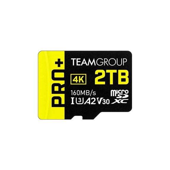 Team 2TB Pro+ microSDXC UHS-I/U3 Class 10 Memory Card with Adapter, compatible with Nintendo-Switch, Steam Deck, and ROG Ally, Speed Up to 160MB/s (TPPMSDX2TIA2V3072)