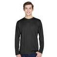 thumbnail image 1 of Team 365 Men's Zone Performance Long Sleeve T-Shirt, 100% Polyester Interlock Crewneck Tee Shirts (Black , L), 1 of 7