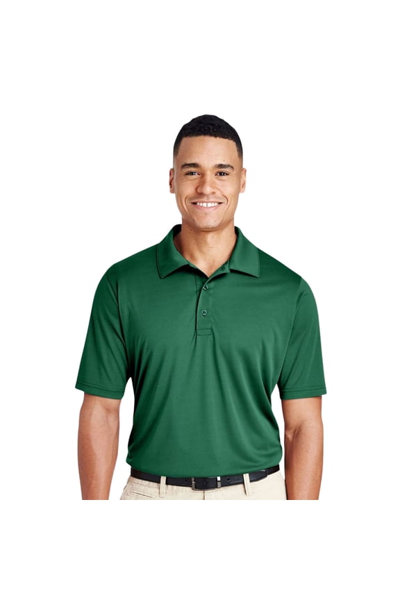 Men's Zone Performance Polo Shirt Three-Button Collared Shirts 100% Polyester Solid Tees (Sport Forest, 2XL)