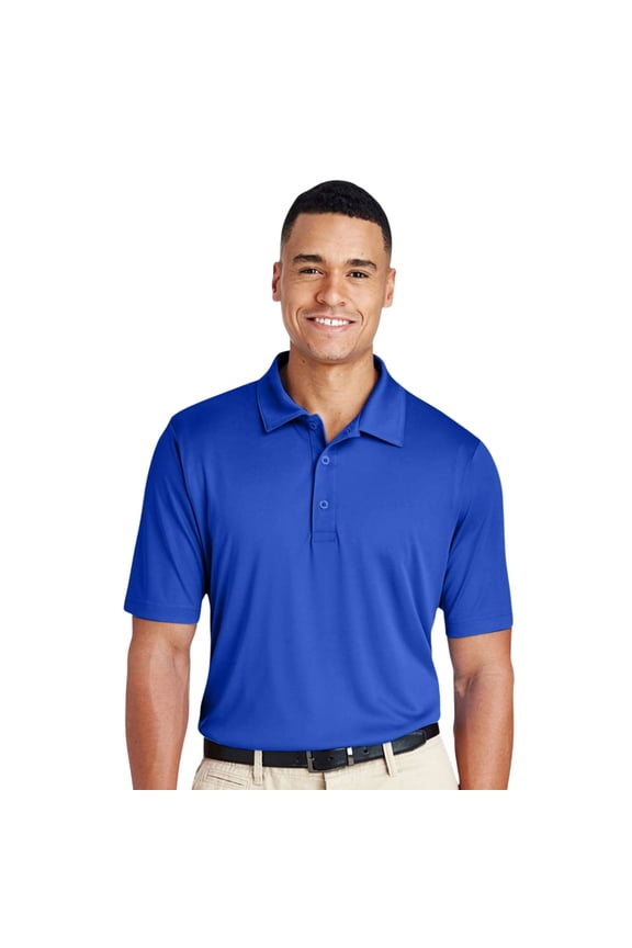 Men's Zone Performance Polo Shirt Three-Button Collared Shirts 100% Polyester Solid Tees (Sport Royal, XS)