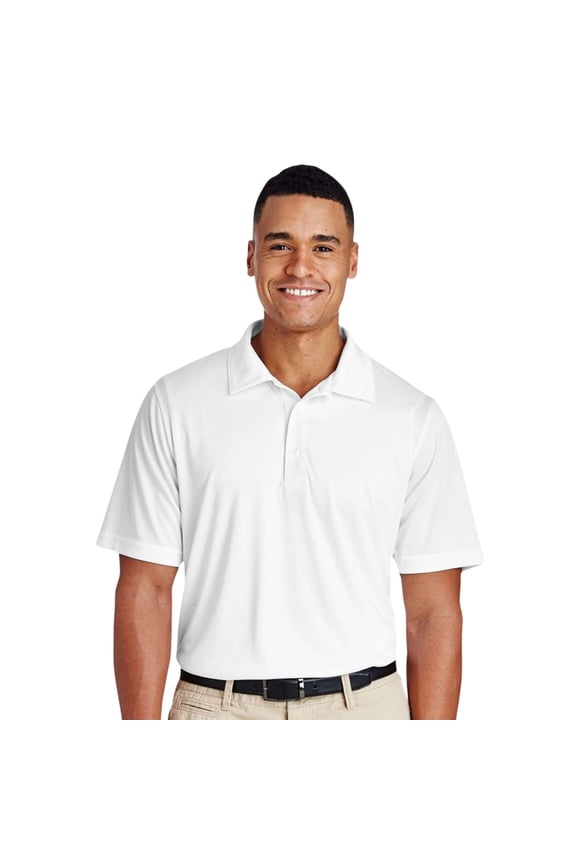 Men's Zone Performance Polo Shirt Three-Button Collared Shirts 100% Polyester Solid Tees (White, 4XL)