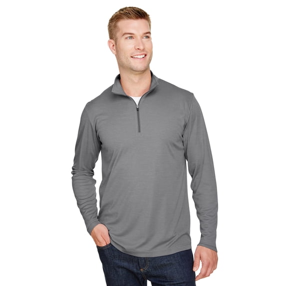 Team 365 Men's Zone Sonic Heather Performance Quarter-Zip 4XL DK GREY HEATHER