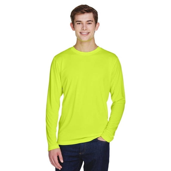 Team 365 TT11L Men's Zone Performance Long Sleeve T-Shirt-Safety Yellow-3XL