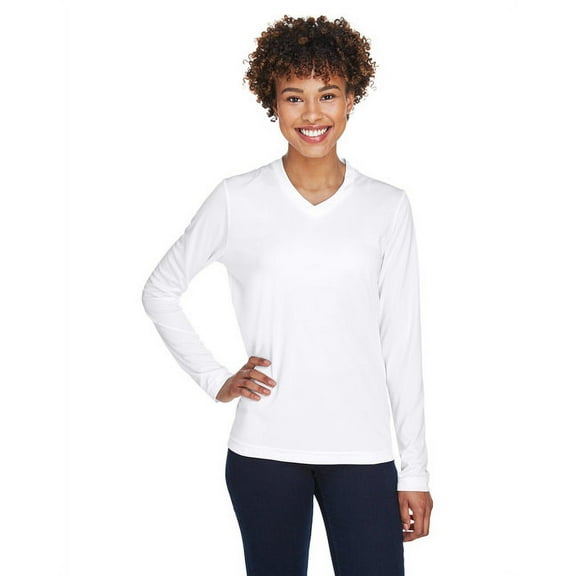Team 365 TT11WL Women's Zone Performance Long Sleeve T-Shirt-White-XL