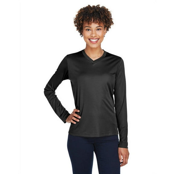 Team 365 TT11WL Women's Zone Performance Long Sleeve T-Shirt-Black-3XL