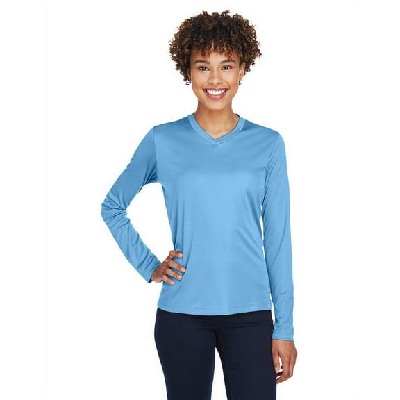 Team 365 TT11WL Women's Zone Performance Long Sleeve T-Shirt-Sport Light Blue-2XL
