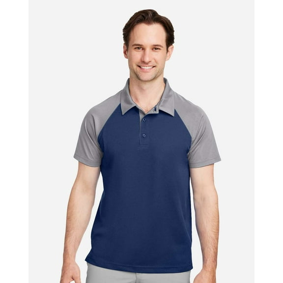Team 365 TT21C Men's Command Snag-Protection Colorblock Polo-Sport Dark Navy Heather/ Sport Graphite-M