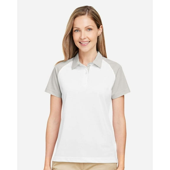 Team 365 TT21CW Women's Command Snag-Protection Colorblock Polo-White/ Sport Silver-XL