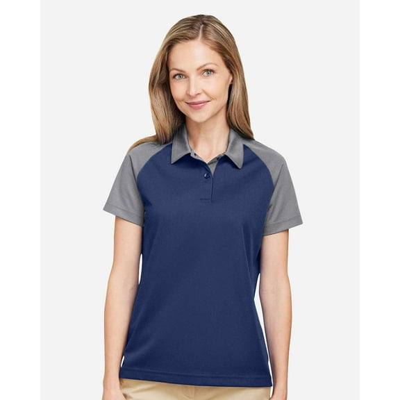 Team 365 TT21CW Women's Command Snag-Protection Colorblock Polo-Sport Dark Navy Heather/ Sport Graphite-2XL
