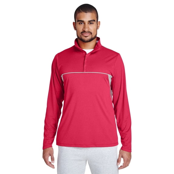 Team 365 TT26 Men's Melange Interlock Performance Quarter-Zip Top - Sp Red Heather - Large