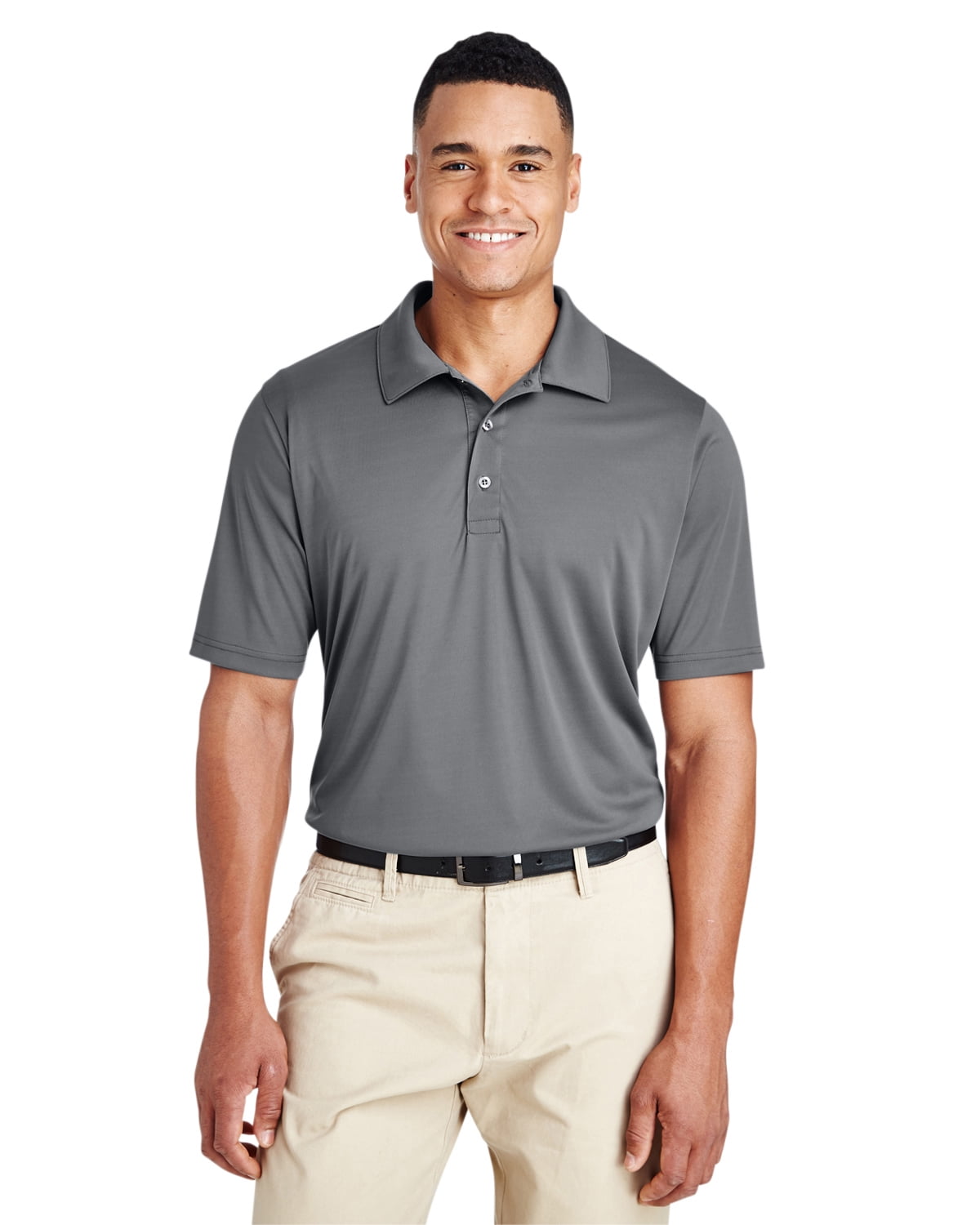 Men's Sport Graphite Performance Polo Shirt with Button Collar