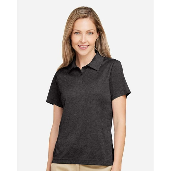Team 365 TT51HW Women's Zone Sonic Heather Performance Polo-Black Heather-XS