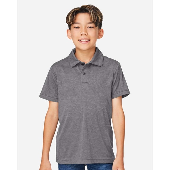 Team 365 TT51HY Youth Zone Sonic Heather Performance Polo-DARK GREY HEATHER-XL