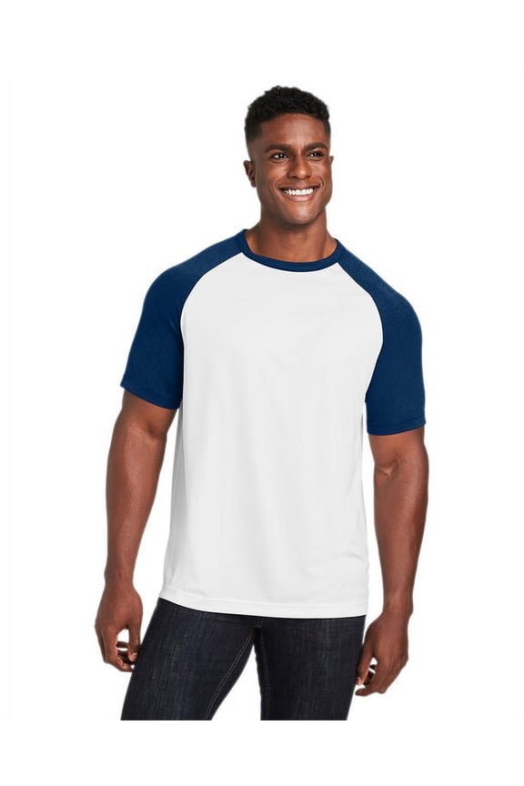 TT62 Unisex Zone Colorblock Raglan T-Shirt-White/ Sport Dark Navy Heather-L