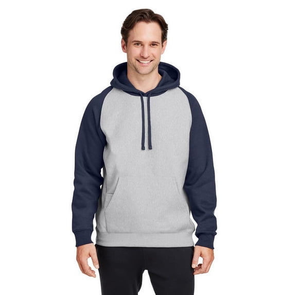 Team 365 TT96CB Unisex Zone HydroSport Heavyweight Colorblock Hooded Sweatshirt-ATH HT/ SP DK NV-2XL