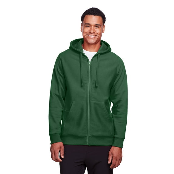 Team 365, The Adult Zone HydroSportâ„¢ Heavyweight Full-Zip Hooded Sweatshirt - SPORT DARK GREEN - S