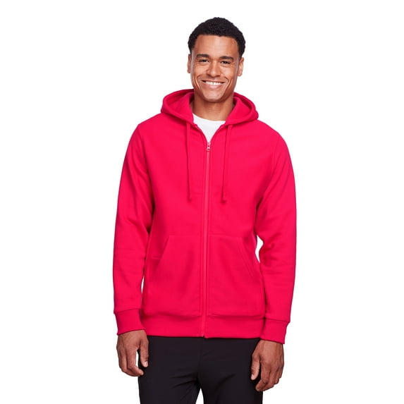 Team 365, The Adult Zone HydroSportâ„¢ Heavyweight Full-Zip Hooded Sweatshirt - SPORT RED - L