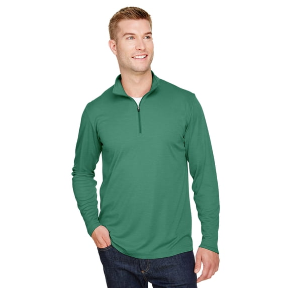Team 365, The Men's Zone Sonic Heather Performance Quarter-Zip - SP FOREST HTHR - L
