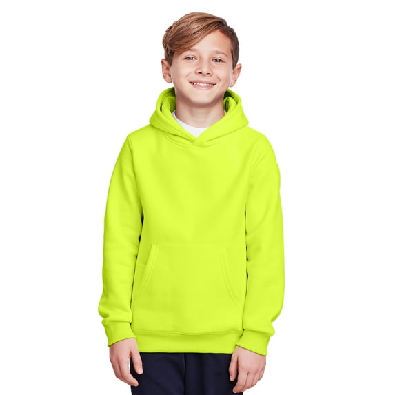 Team 365, The Youth Zone HydroSportâ„¢ Heavyweight Pullover Hooded Sweatshirt - SAFETY YELLOW - L