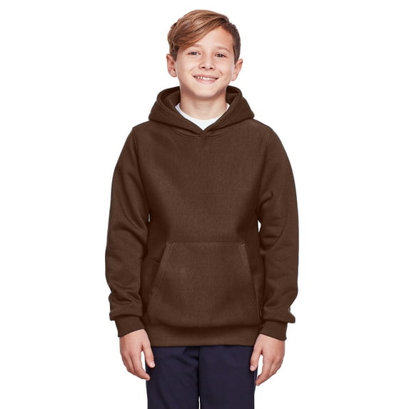 Team 365, The Youth Zone HydroSport™ Heavyweight Pullover Hooded Sweatshirt - SPORT DARK BROWN - L