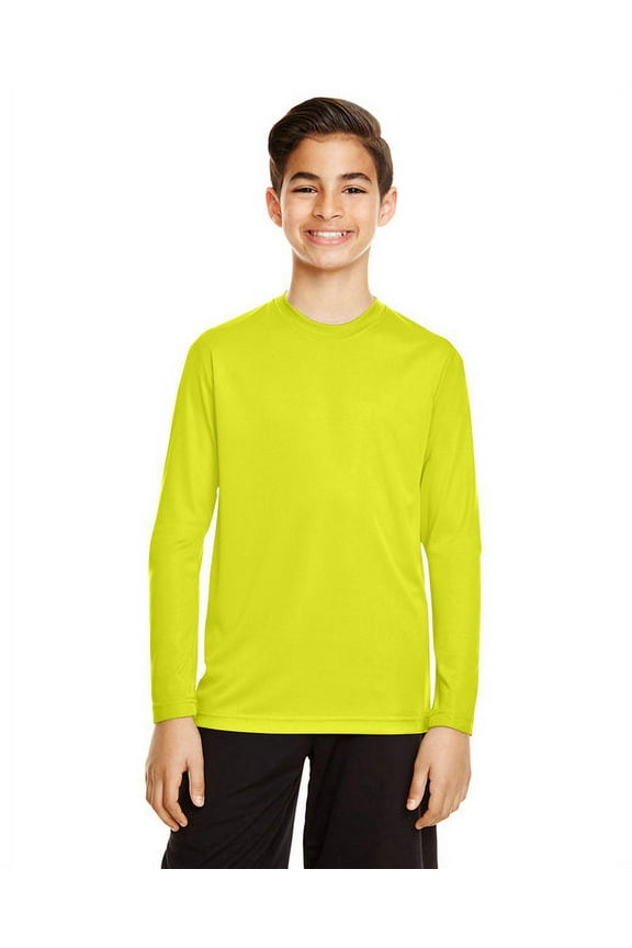 Youth Zone Performance Long-Sleeve T-Shirt, Safety Yellow - S