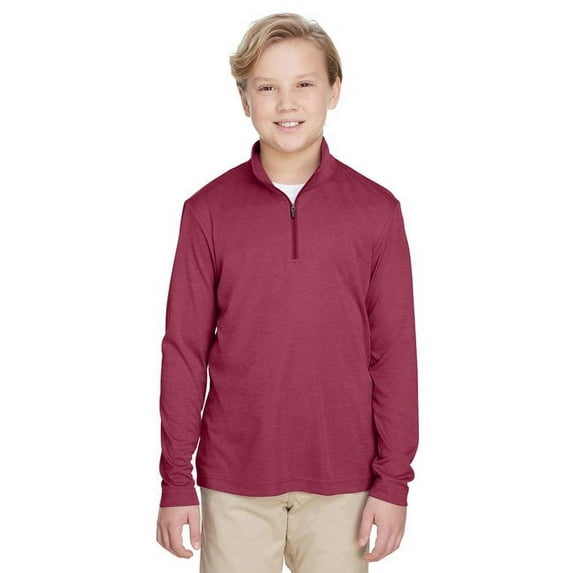 Team 365 TT31HY Youth Zone Sonic Heather Performance Quarter-Zip Pullolver-Sport Maroon Heather-XL