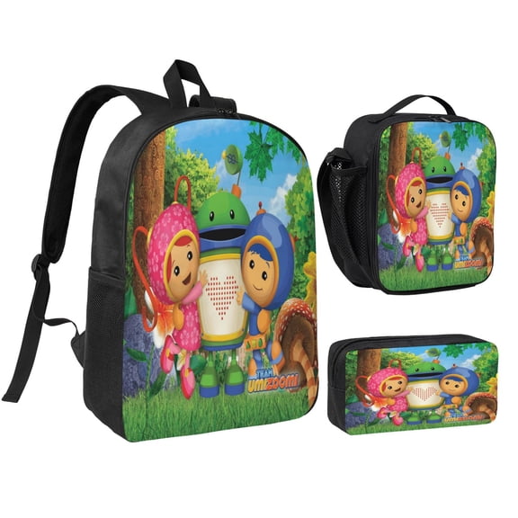 Team Anime Umizoomi Backpack Cartoon Backpack Travel Backpack Set 3pcs Backpack Set 3 In 1 For Large Capacity 17 Inches