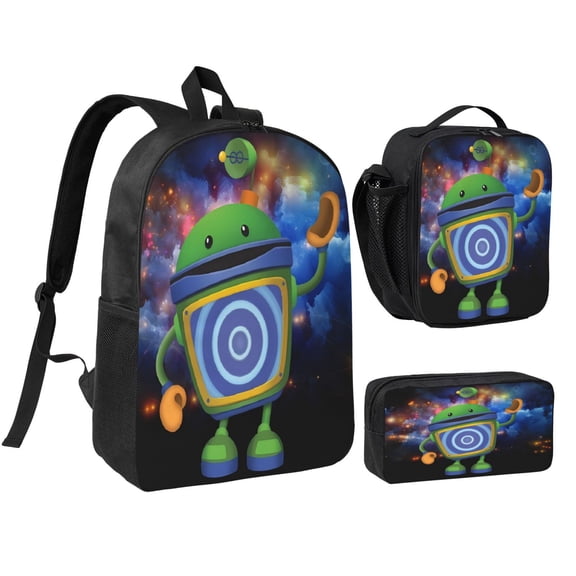 Team Anime Umizoomi Backpack Cartoon Backpack Travel Backpack Set 3pcs Backpack Set 3 In 1 For Large Capacity 18 Inches