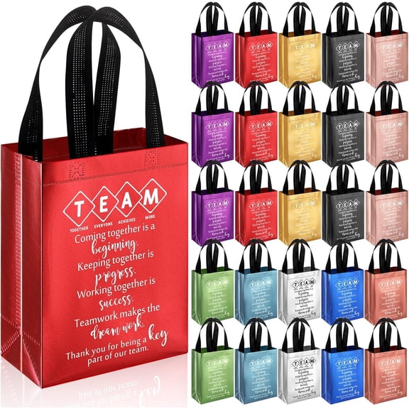 Team Appreciation Gifts Bags Reusable with Handles Gift Bags Thank You Back to School Gifts Bag for Teacher Employee(10 Colors,25pcs)