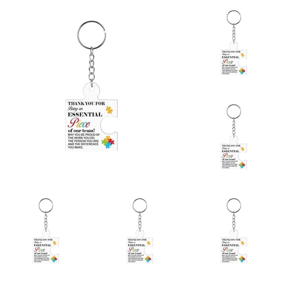 Team Appreciation Gifts Bulk for Coworker Employee Staff, Thank You Christmas Gift Set Acrylic Puzzle Piece Keychains (5PC,D)