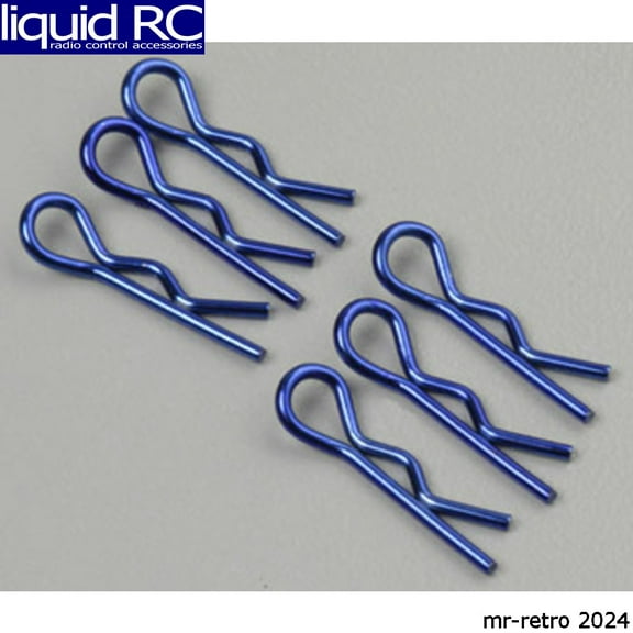 Associated 1736 Blue bent Body Clips 22mm long 1mm wire (6)