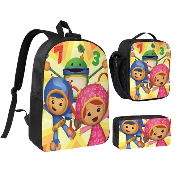 Team Backpack Umizoomi Large Capacity Backpack 3 Pieces Set - Adjustable Straps, Lightweight For Work, Outdoor Activities