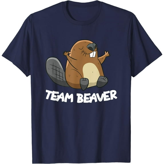 Team Beaver Funny Unisex T-Shirt for Men Women Kids Toddler,Navy Color,Size L