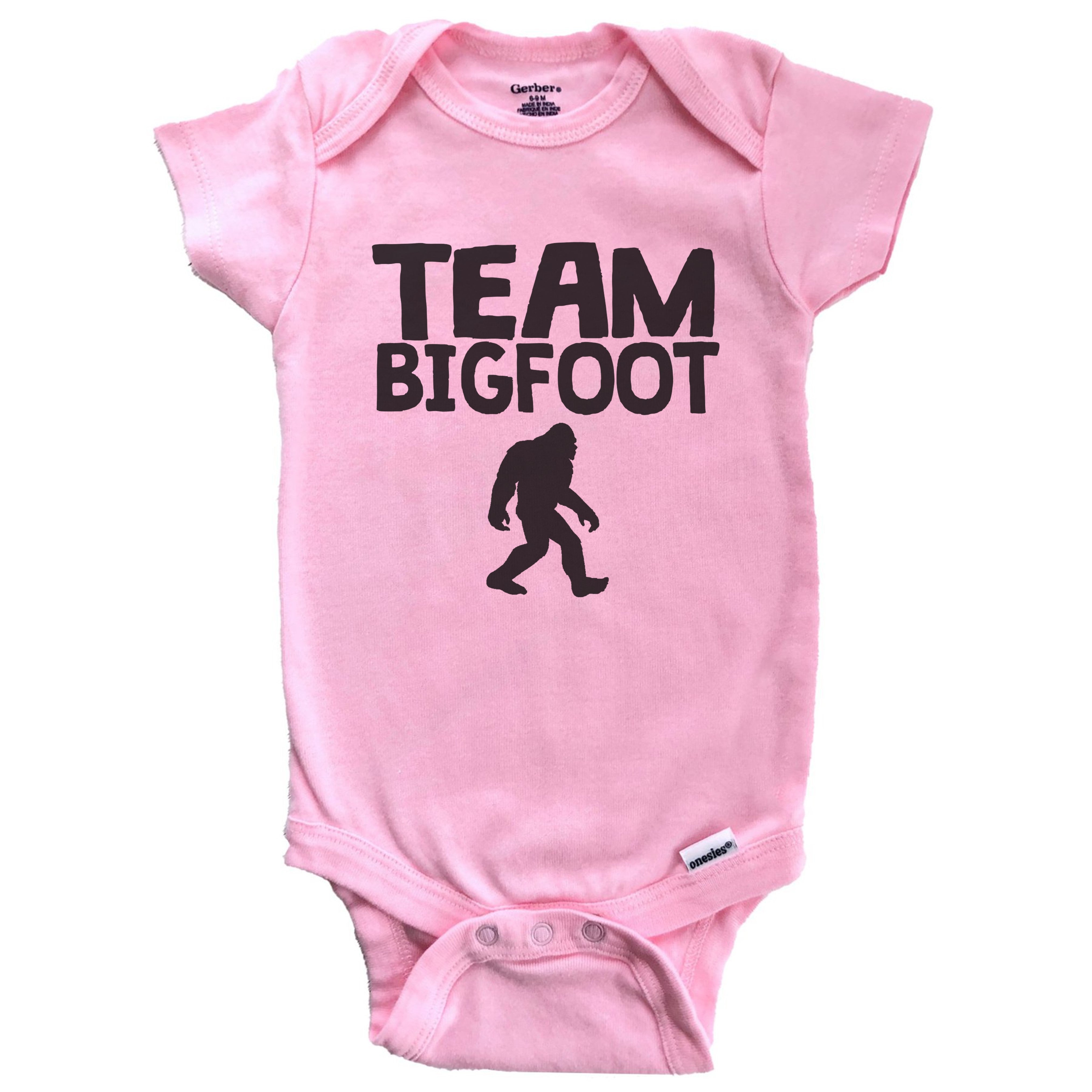 Team Bigfoot Funny Sasquatch Baby Bodysuit (Pink), 3-6 Months