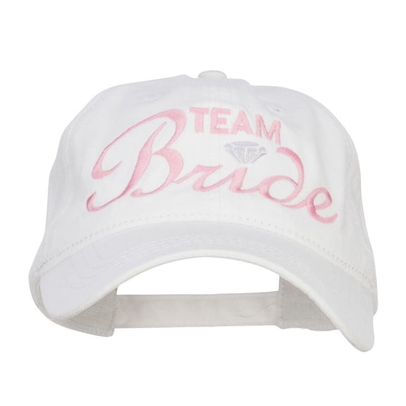 Team Bride Embroidered Dyed Cotton Cap - White OSFM