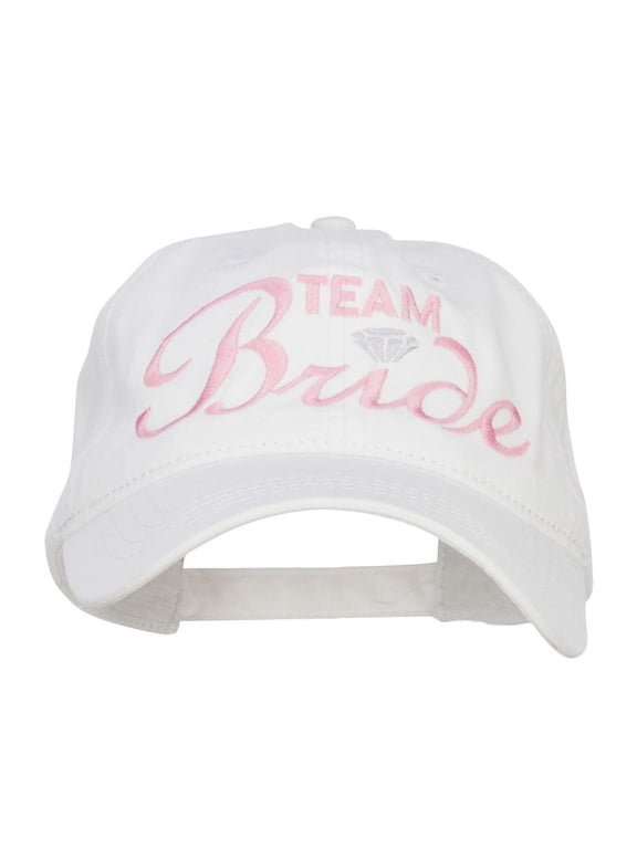 Team Bride Embroidered Dyed Cotton Cap - White OSFM