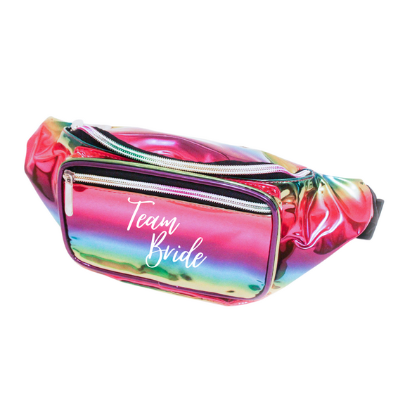 Team Bride Multicolored Holographic Metallic Fanny Pack